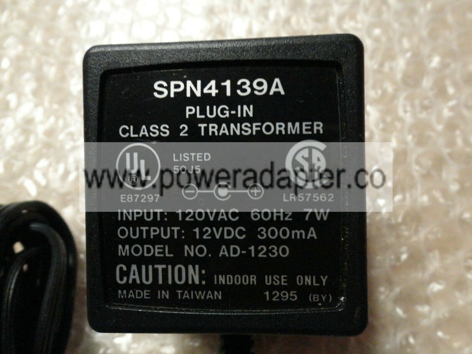 Original OEM SPN4139A Adapter Model : AD-1230 12VDC 300mA brand:SPN4139A input:120V AC 60HZ 7w Model: AD-1230 Outpu