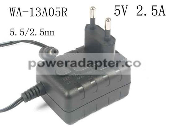 APD 5V 2.5A 12.5W Asian Power Devices WA-13A05R AC Adapter 5.5/2.5mm, EU 2-Pin Plug, Ne