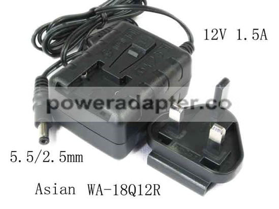 APD 12V 1.5A Asian Power Devices WA-18Q12R AC Adapter NEW Original 5.5/2.5mm, UK 3-Pin Plug, New
