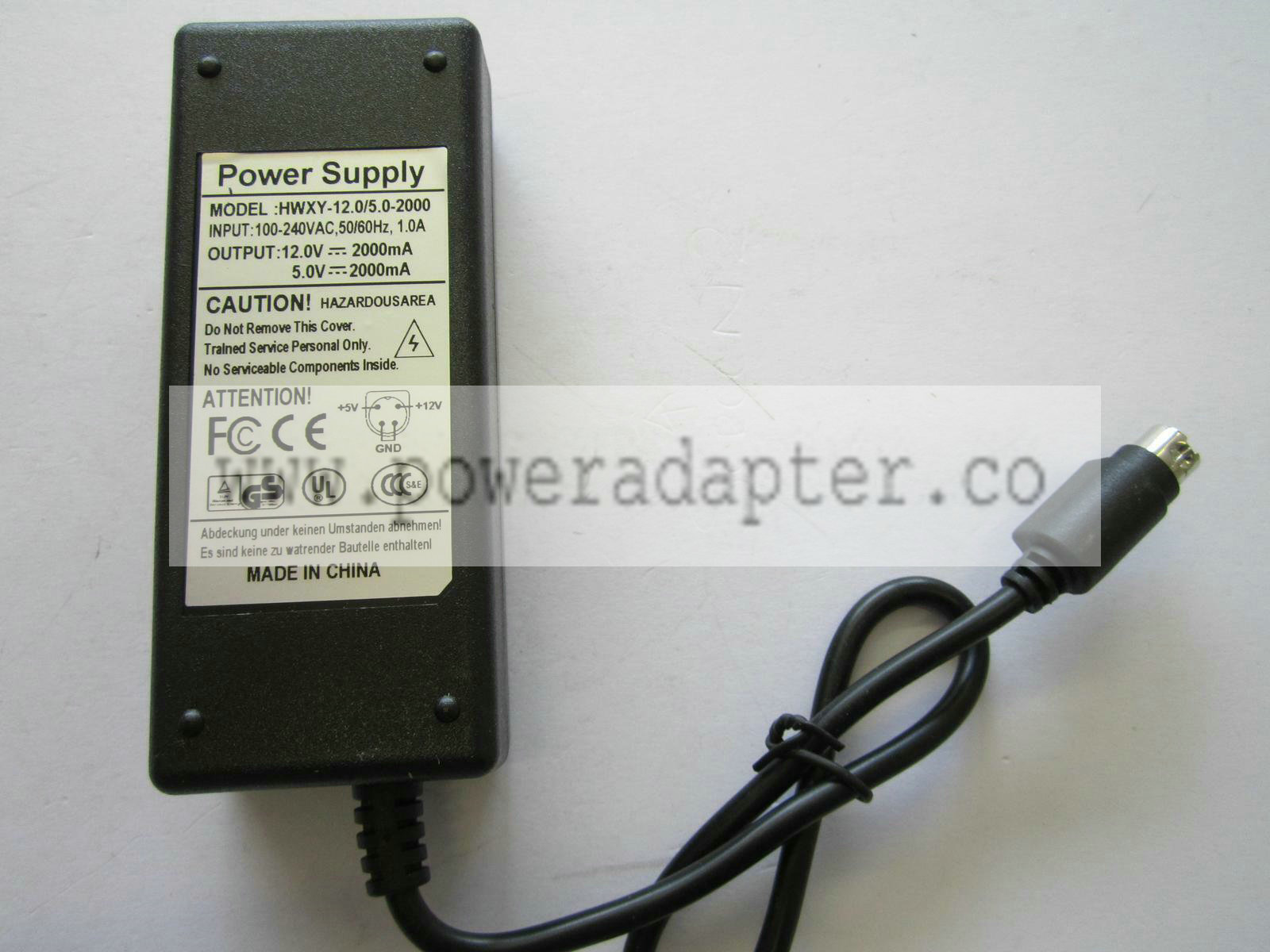 12V 5V 2A 4 PIN AC-DC Adapter Power Supply CS-120/0502000-E for ESATA Enclosure Brand: DIXIETREE Output Voltage(s): - Click Image to Close