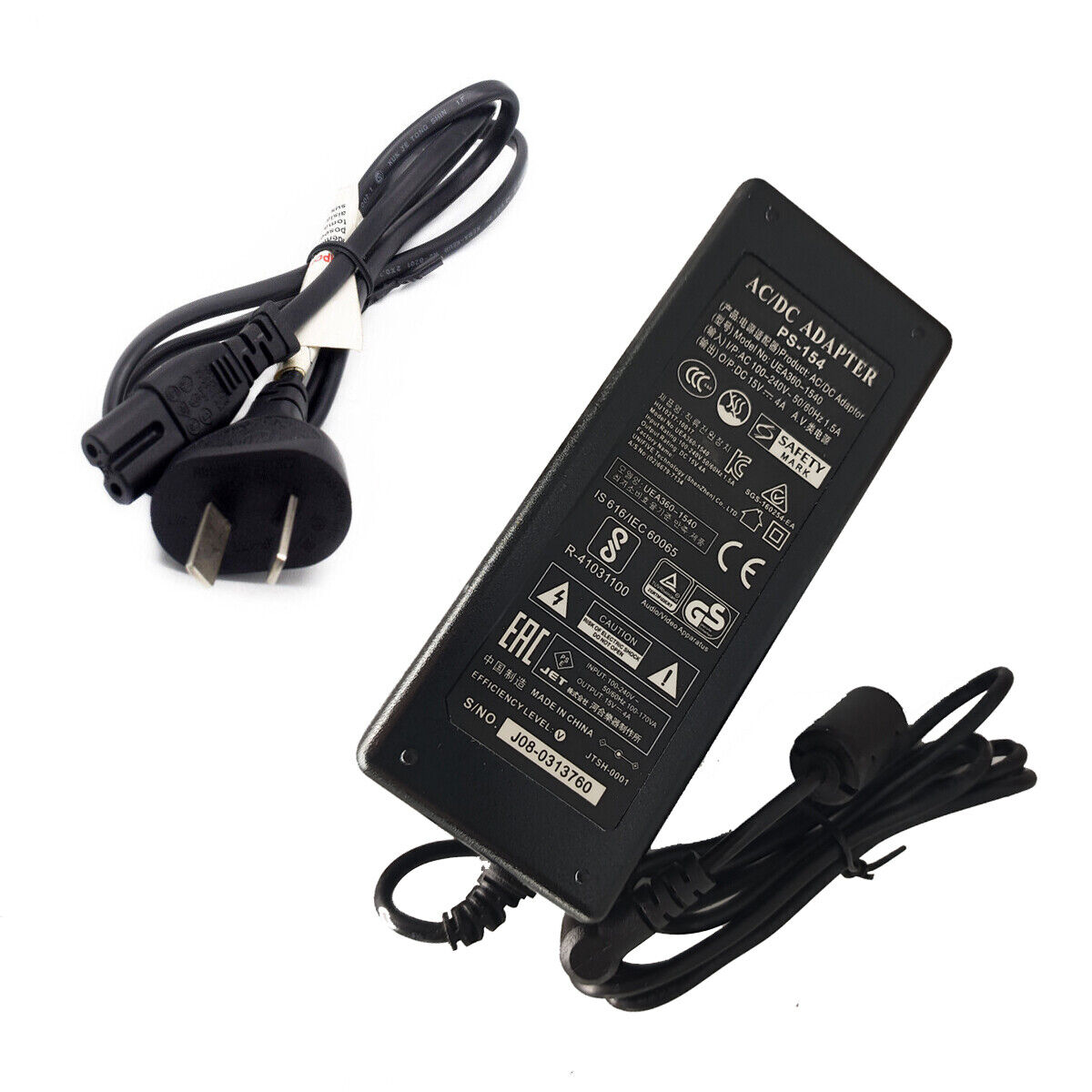 15V 4A AC Adapter for Kawai PS-154 Power Supply Cord Charger Type AC/AC Adapter Compatible Brand for Kawai UPC Does not