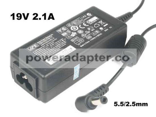 APD 19V 2.1A Asian Power Devices DA-40A19 AC Adapter Barrel 5.5/2.5mm, 3-Prong - Click Image to Close