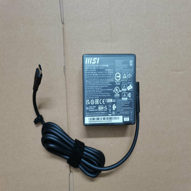 NEW Genuine 20V 5A USB-C 100W A20-100P1A For MSI SUMMIT E13 FLIP EVO A12MT-010FR Country/Region of Manufacture: China
