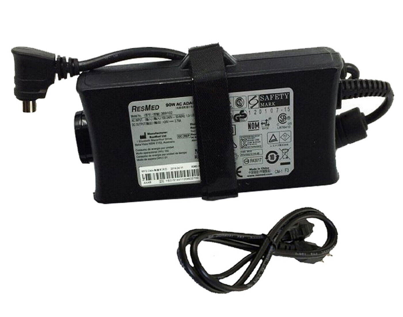 Genuine 3-Pin DIN 90W 24V 3.75A AC Adapter For Resmed S9 369102 S10 CPAP Machine Genuine Original OEM Resmed S9 369102
