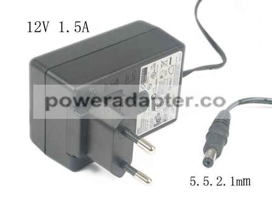 APD 12V 1.5A Asian Power Devices WA-18J12 AC Adapter 5.5.2.1mm, EU 2-Pin Plug