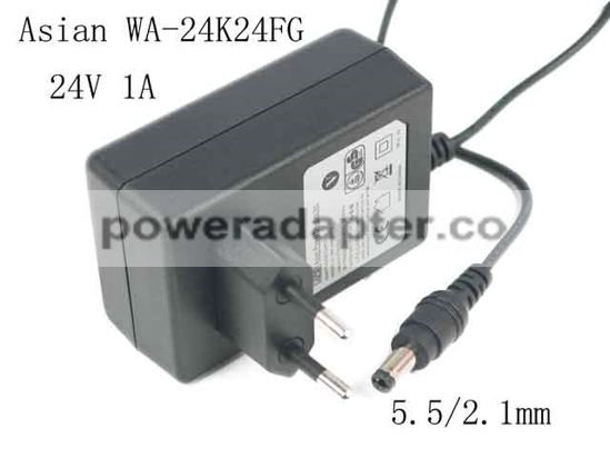 APD 24V 1A Asian Power Devices WA-24K24FG AC Adapter 5.5/2.1mm, EU 2-Pin Plug, New