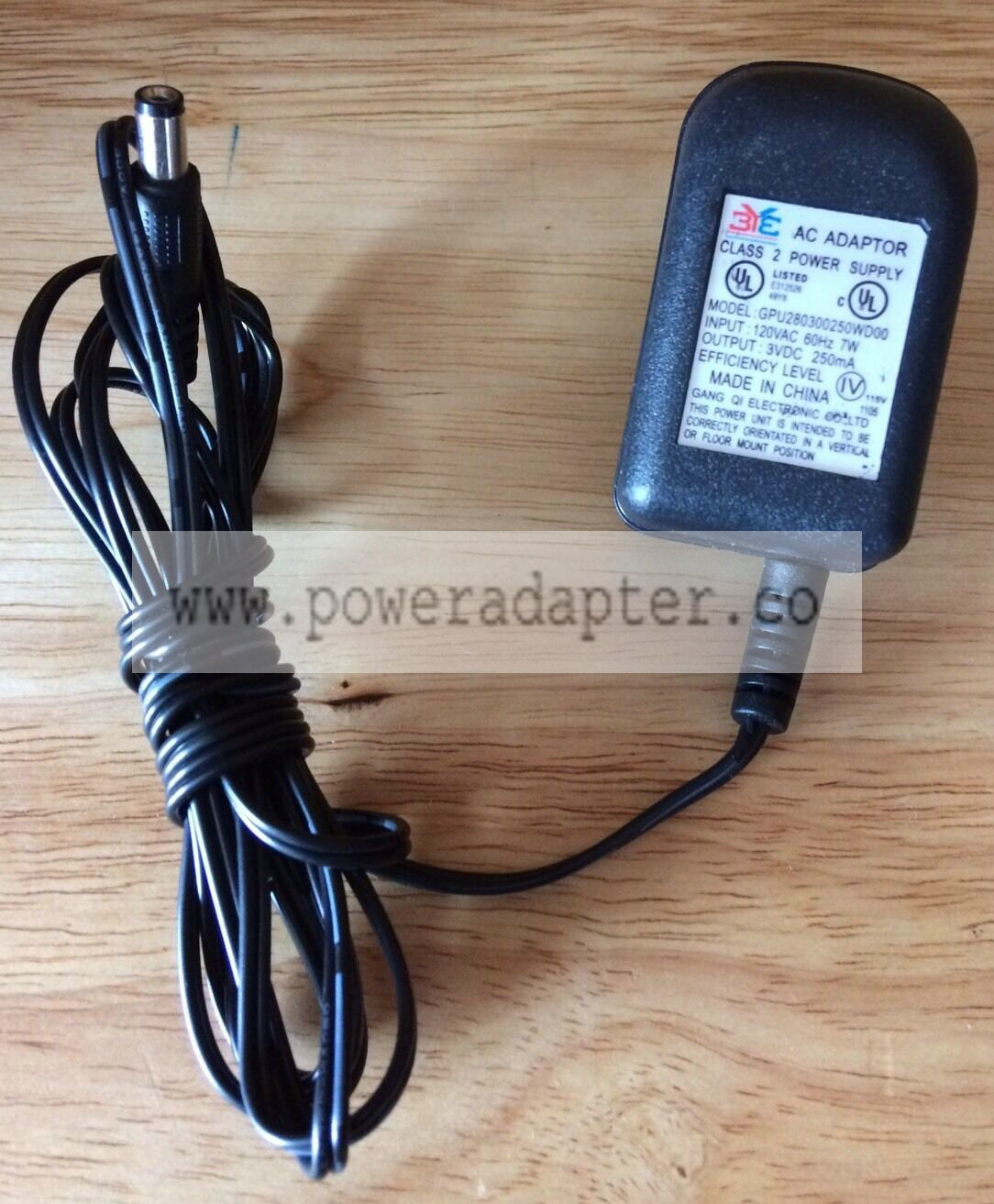 3YE GPU280300250WD00 AC Power Adapter 3VDC~250mA~7W~Tested Brand: 3YE Type: AC Adapter Output Voltage: 3V, 250mA, 7W - Click Image to Close