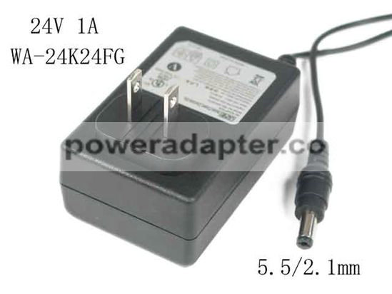 APD 24V 1A Asian Power Devices WA-24K24FG AC Adapter 5.5/2.1mm, US 2-Pin Plug, New