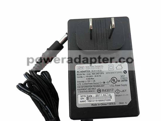 APD 12V 2A Asian Power Devices APD12V2A AC Adapter NEW Original 5.5/2.1mm, US 2-Pin Plug, New