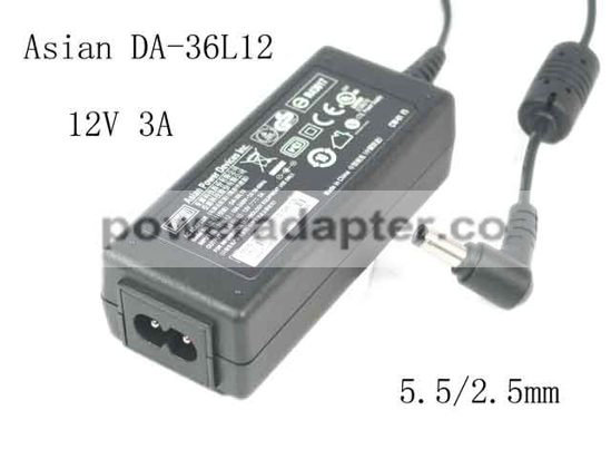APD 12V 3A Asian Power Devices DA-36L12 AC Adapter NEW Original 5.5/2.5mm, 2-prong, New
