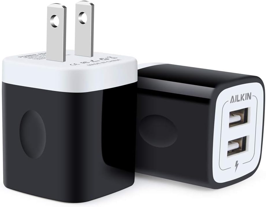 USB Wall Charger, Charger Block, AILKIN 2.1A Multiport Fast Charge Power Brick Cube for iPad, iPhone, Samsung Galaxy, Go
