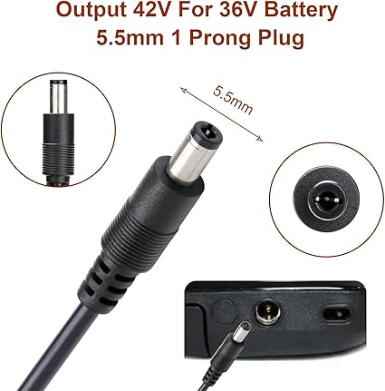 42V Charger Replacement 1 Prong Universal Charger for 36V Lithium Battery Connector Type DC Plug Compatible Devices AC