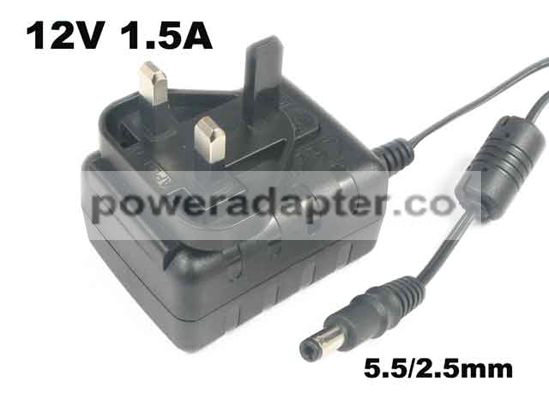 APD 12V 1.5A Asian Power Devices WA18Q12R AC Adapter 5.5/2.5mm, UK 3-Pin, New