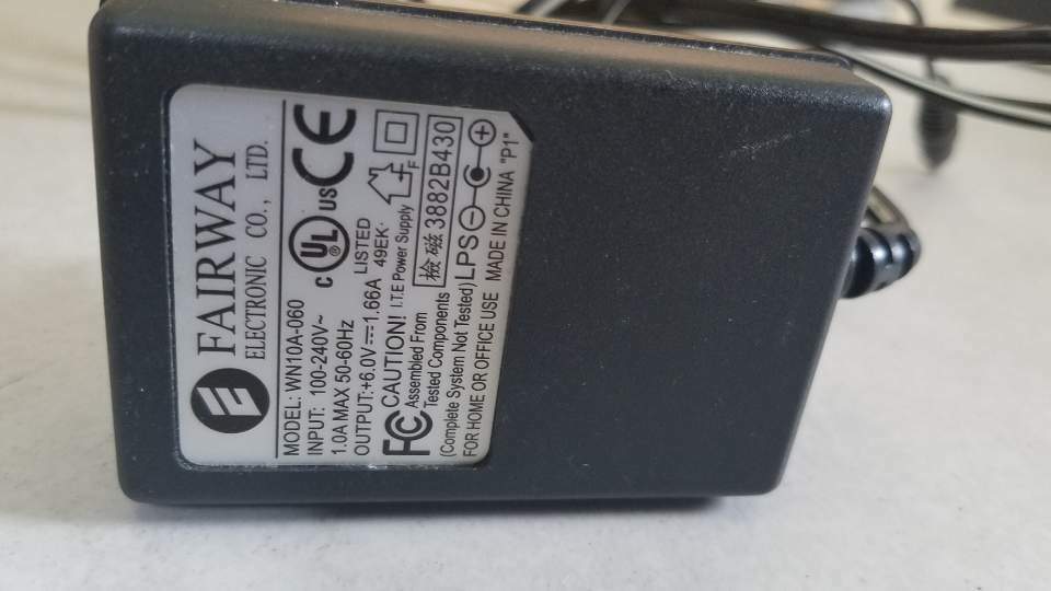 Fairway Electronics AC Adapter Model: WN10A-060 6v 1.66a Type: FAIRWAY ELECTRONICS WN10A-060 6V Brand: FAIRWAY ELECT - Click Image to Close