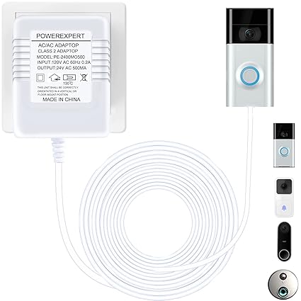 24V Transformer for Ring Doorbell Transformer C Wire Adapter Thermostat, 24V Doorbell Power Supply Cord Compatible with