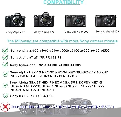 AC-PW20 Power Supply Adapter NP-FW50 Dummy Battery Kit for Sony Alpha ZV-E10 A6000 A6100 A6300 A6400 A6500 A5000 A5100 A