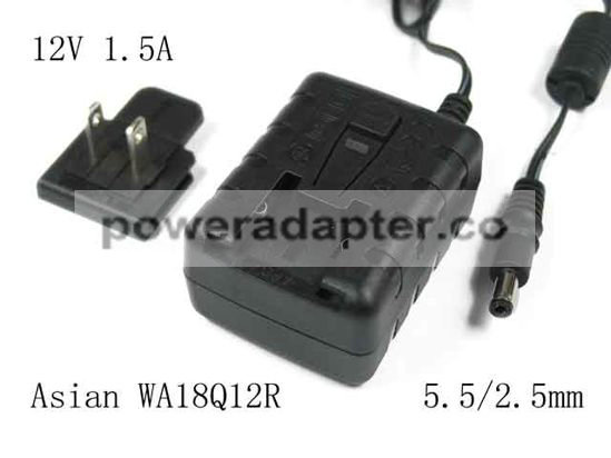APD 12V 1.5A Asian Power Devices WA18Q12R AC Adapter Barrel 5.5/2.5mm, US 2-Pin Plug, New - Click Image to Close