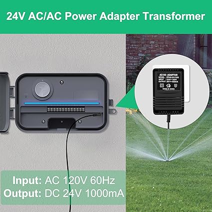 24V Power Supply for Rachio Smart Sprinkler Controller, AC Adapter Transformer, Indoor Irrigation System Controller Acce