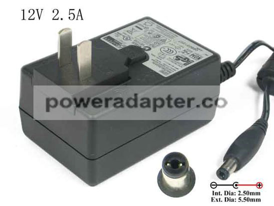 APD 12V 2.5A Asian Power Devices WA-30B12 AC Adapter NEW Original 5.5/2.5mm, US 2-Pin Plug, New