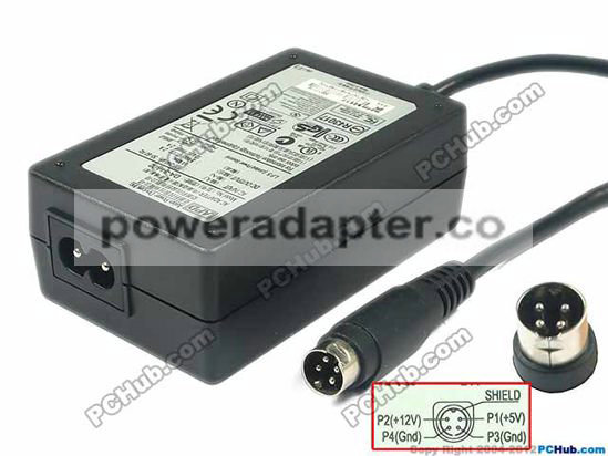 APD 12V 2A 5V 2A Asian Power Devices DA-34A02 AC Adapter 4P, P1=5V, P4=12V, 2-Prong, New