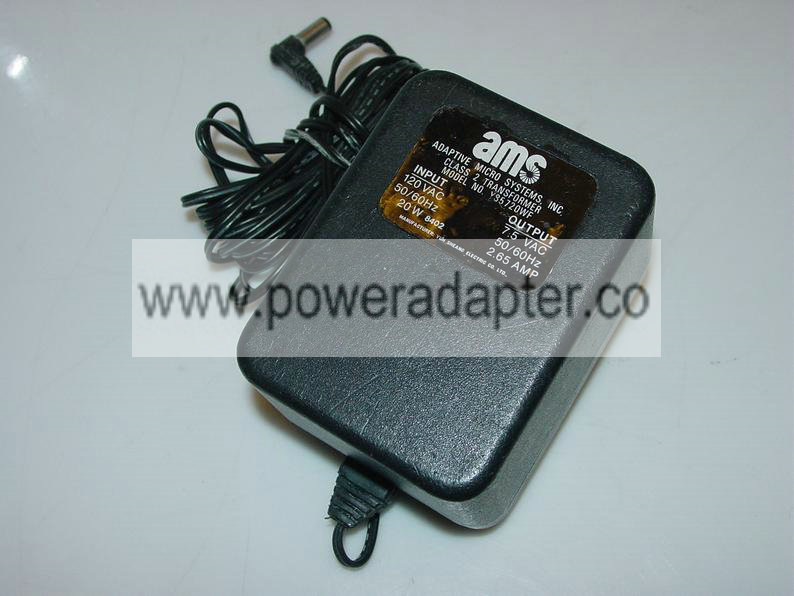 AMS Model YS5720WF 7.5V AC 2.65 Amp Power Supply Adapter Charger Original AMS Model YS5720WF 7.5V AC 2.65 Amp Power S
