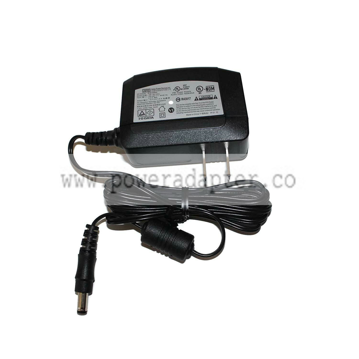 APD AC Adapter 12V 1.5A 120-240V 50-60Hz for WD / Seagate HDD - WB-18L12FU Model: WB-18L12FU Output Voltage: 12 V Ty