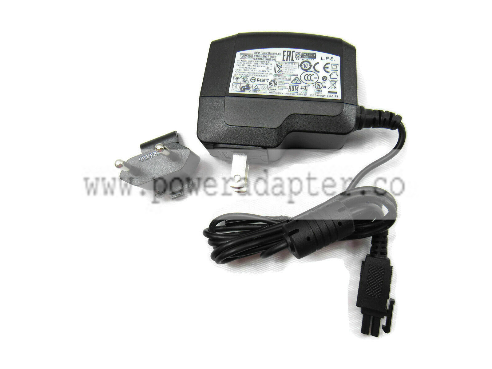 APD Asian Power Devices Model WA-24Q12R AC Adapter With EU Clip New Model: WA-24Q12R Type: AC/DC Adapter Modified Item - Click Image to Close