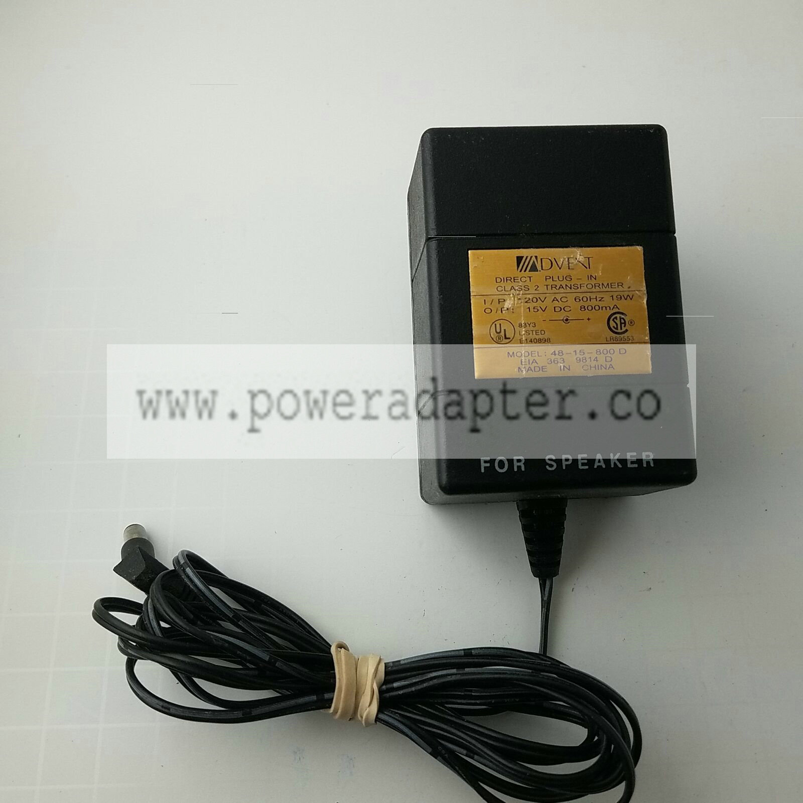 Advent Model 48-15-800D AC Adapter Power Output 15VDC 800mA Brand: Advent MPN: 48-15-800D Model: 48-15-800D Outpu