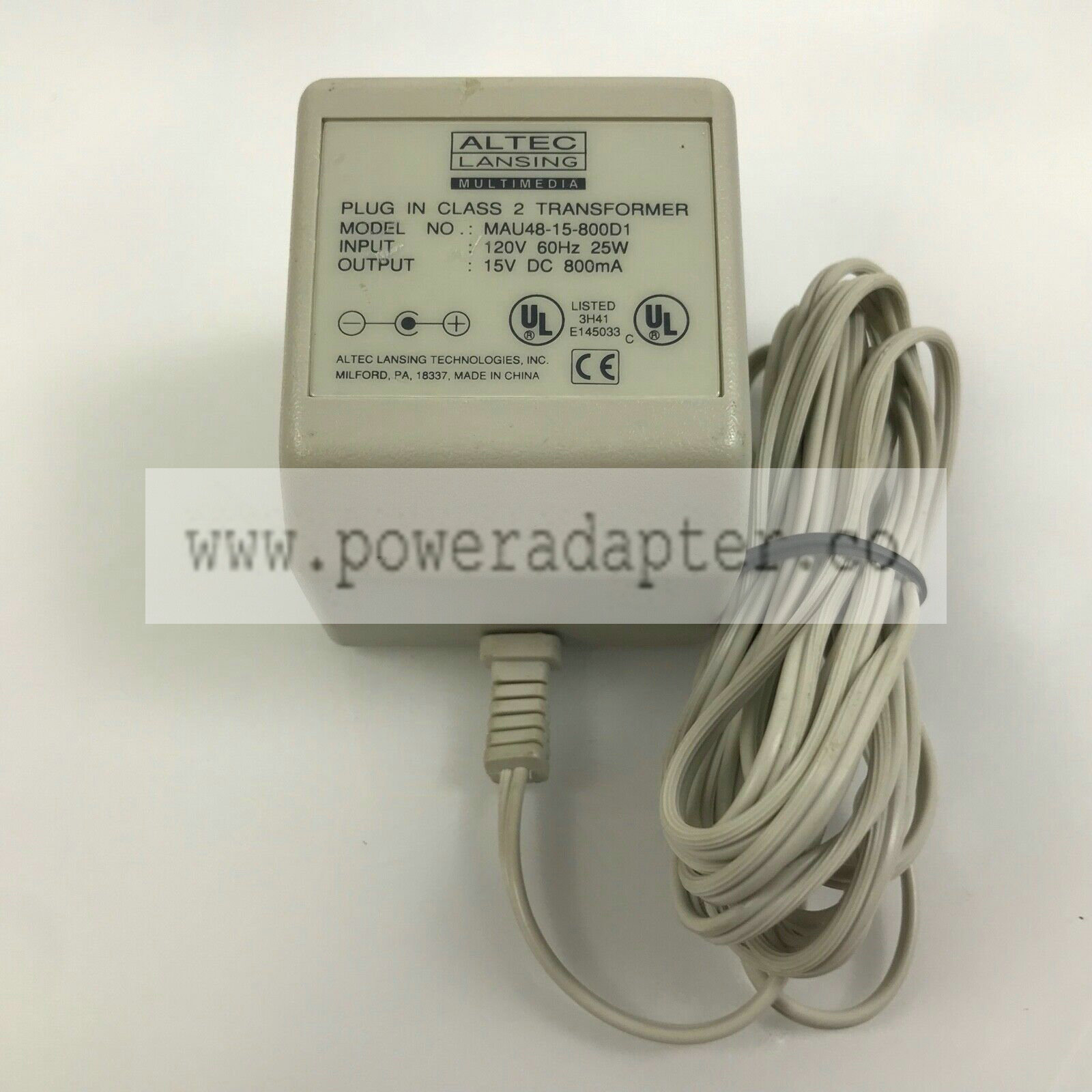 Altec Lansing MAU48-15-800D1 Plug-In Class 2 Transformer AC Adapter DC 15V 7.L1 Type: AC/AC Adapter Brand: Altec Lans - Click Image to Close