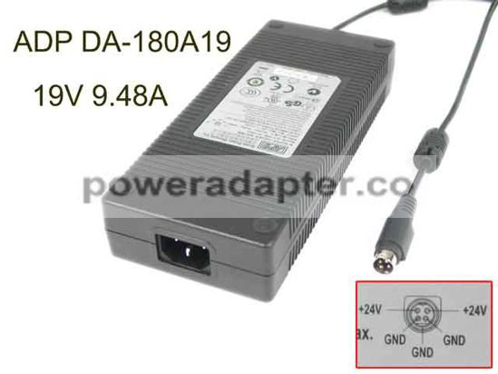 new 19V 9.48A APD Asian Power Devices DA-180A19 AC Adapter, Barrel Tip Products specifications Model DA-180A19 Item Co