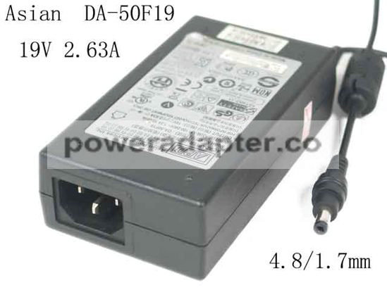 19V 2.63A APD/Asian Power Devices DA-50F19 AC Adapter-Laptop,4.8/1.7mm,IEC C14 Products specifications Model DA-50F19 I