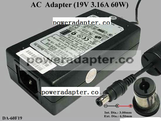 new APD 19V 3.16A 60W Asian Power Devices DA-60F19 6.5/3.0mm Manufacturer: APD / Asian Power Devices Model : DA-60F19