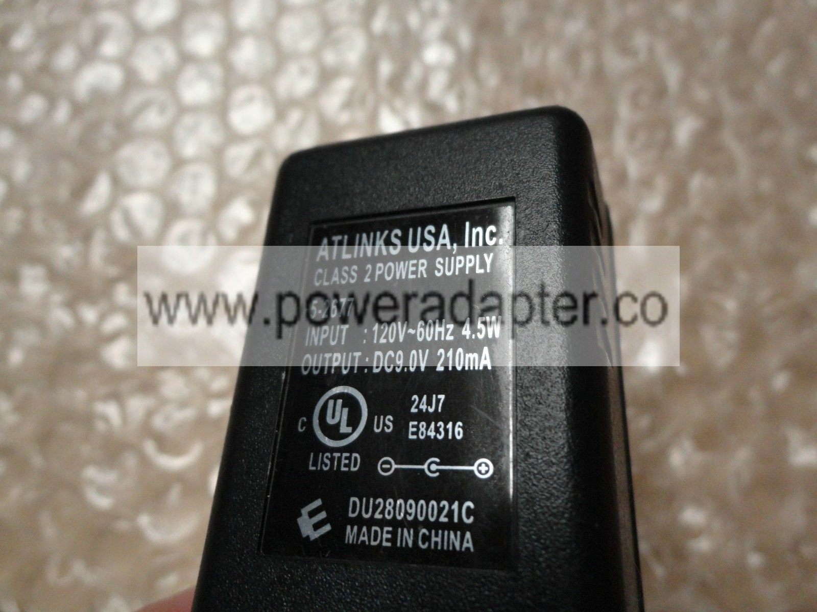 Original OEM Atlinks Class 2 AC Power Supply Adapter 5-2677 9V DC 210mA brand:ATLINKS input:120v 60hz 4.5w output:DC