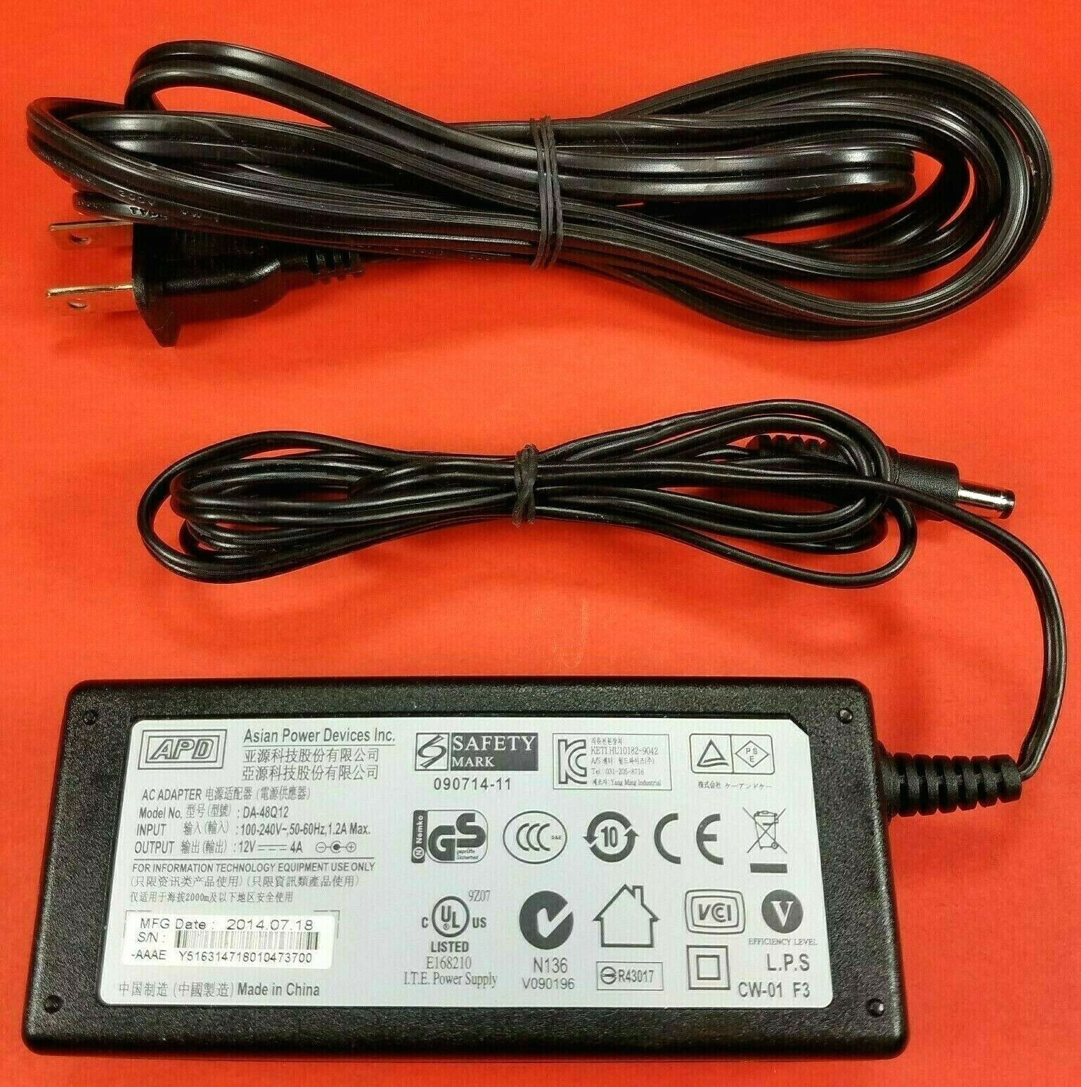 Genuine APD DA-48Q12 Power Supply Adaptor 12V - 4A OEM AC/DC Adapter Charger Type: AC/DC Adapter Features: Powered M