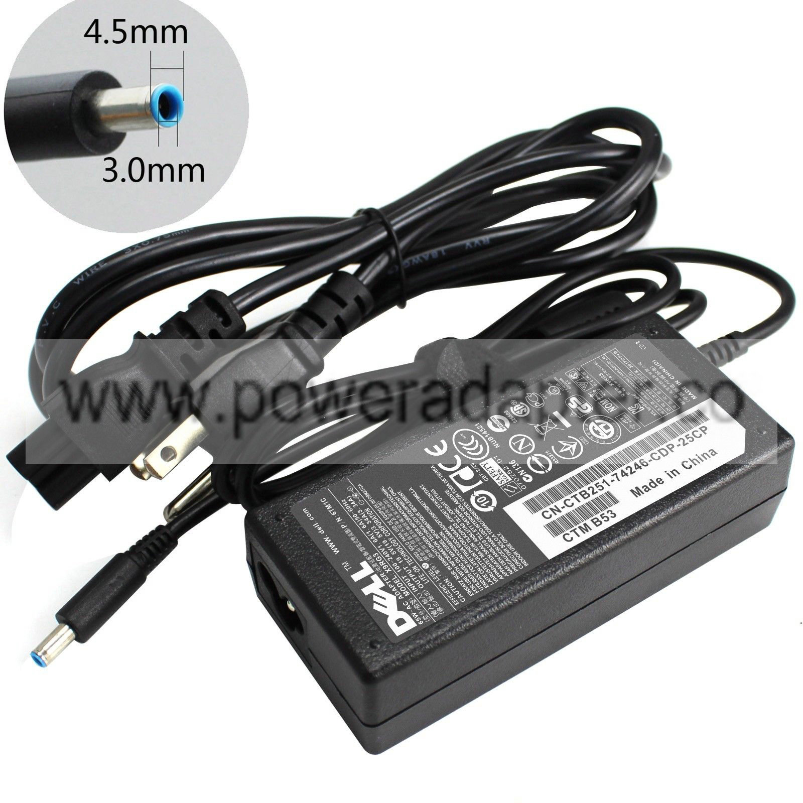GG2WG 19.5V 3.34A 65W Original Dell Inspiron 15 5000 7000 Series Chromebook 13 AC/DC Adapter Charger - Click Image to Close
