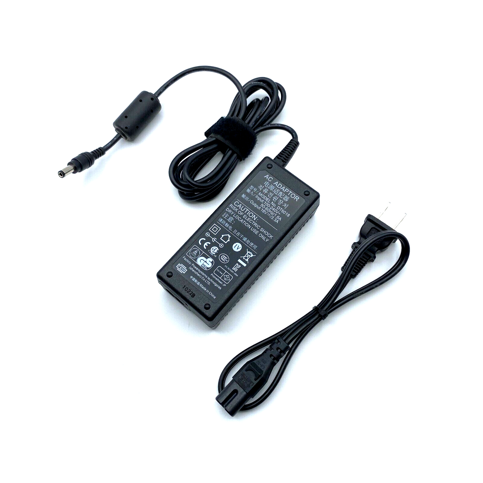 Genuine Promethean DT6018 AC/DC Power Supply Adapter 18V 3.3A 60W OEM w/PC Type AC/DC Adapter Connection Split/Duplicat - Click Image to Close