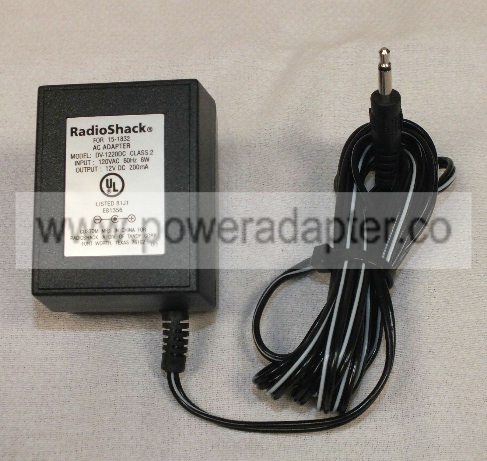 DV-1220DC Charger 12V 200mA Genuine Radio Shack 15-1832 Class 2 AC Adapter Power Supply