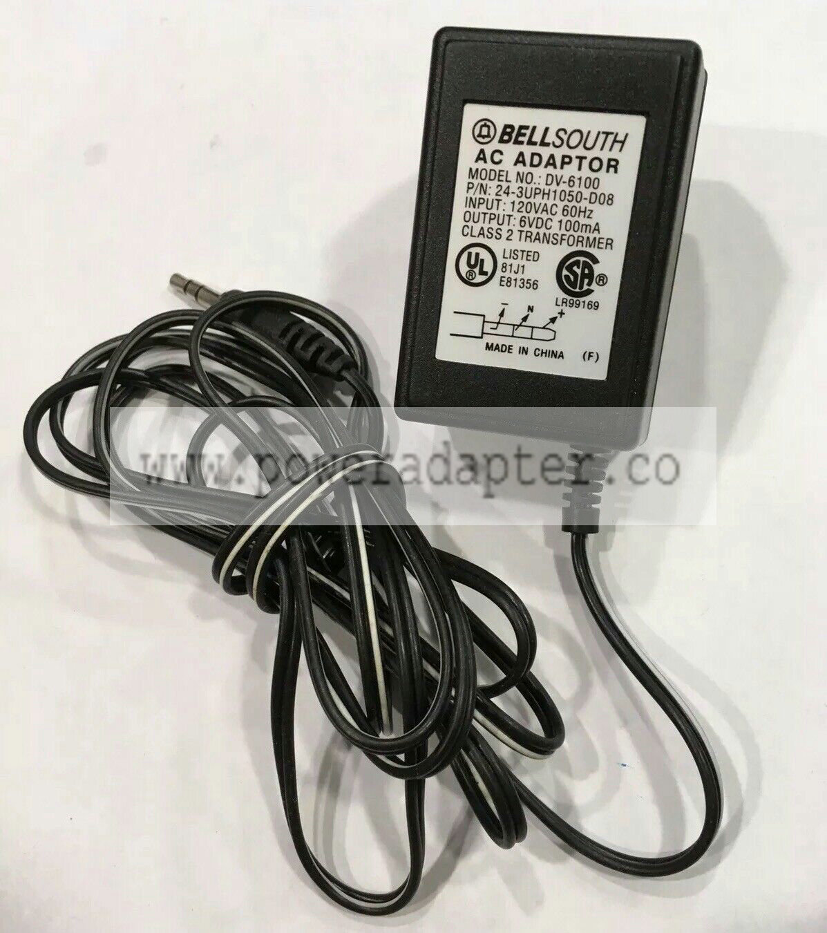 DV-6100 BELL SOUTH PHONE 6VDC 100MA POWER ADAPTER CORD Brand: Bell South MPN: DV-6100 UPC: Does not apply Great