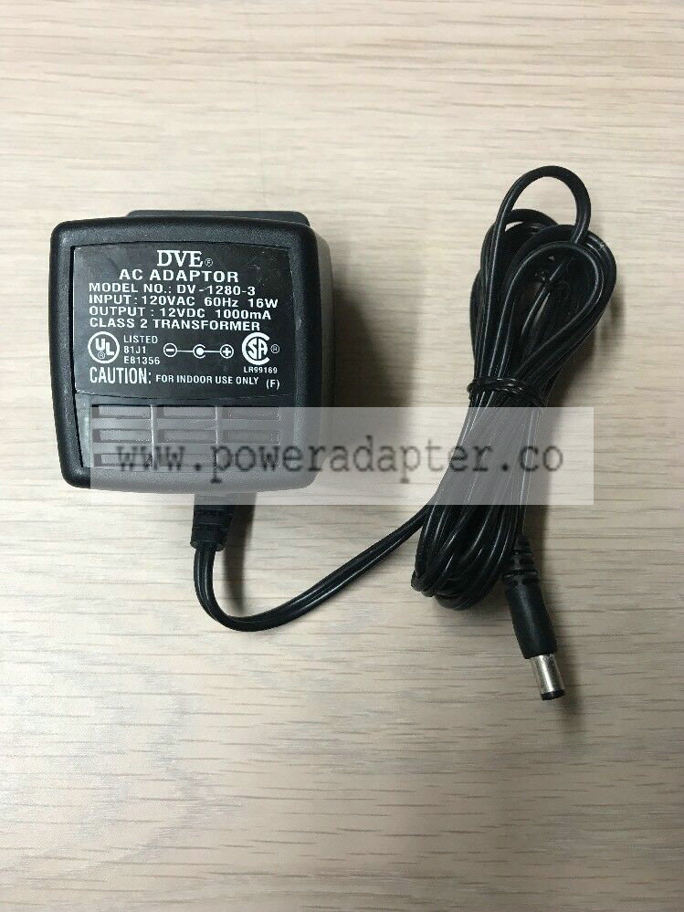 Dve DV-1280-3 AC Power Supply Adapter Charger 12V DC 1000mA AC3 MPN: Does Not Apply Output Voltage: 12V Brand: DVE