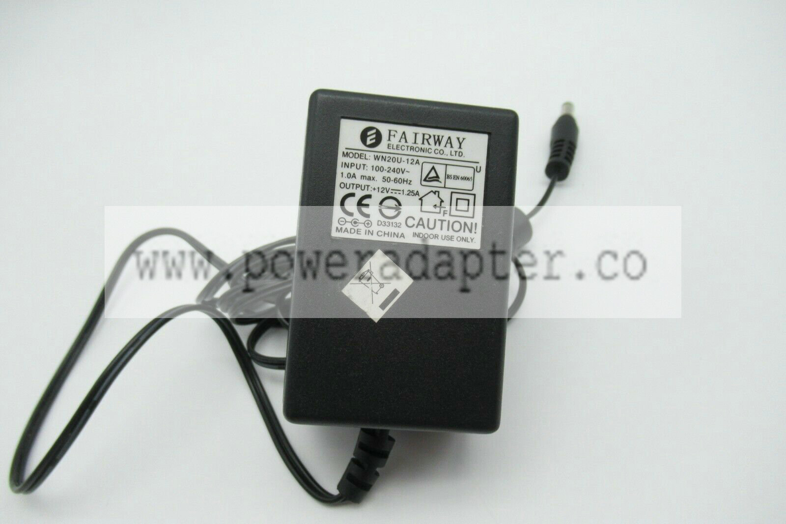 Fairway WN20U-12A 12v 1.25a power adapter for Goodmans portable DVD player Tested and in goood working order Please