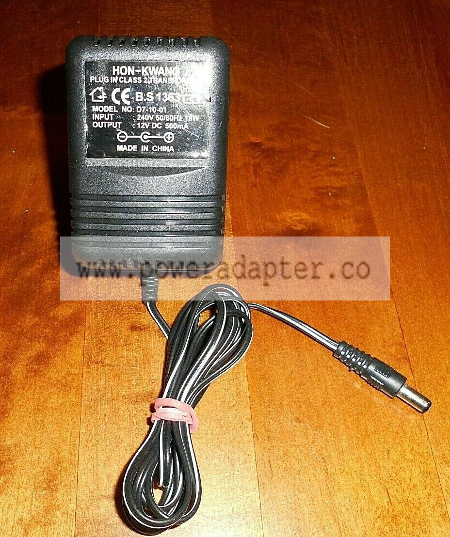 HON KWANG D7-10-01 AC DC 12V 3 PIN UK or us PLUG POWER ADAPTOR IN VGWC I have for sale a genuine Hon Kwang 3 pin UK o