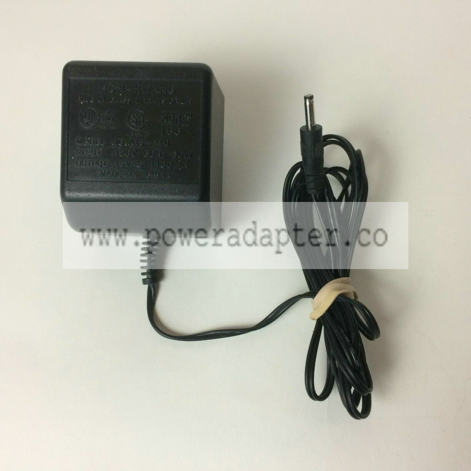 Hon Kwang Power Adapter Charger AC Supply 15V AC 1100mA Class 2 Model # A115-110 MPN: A15-110 Modified Item: No Outp - Click Image to Close