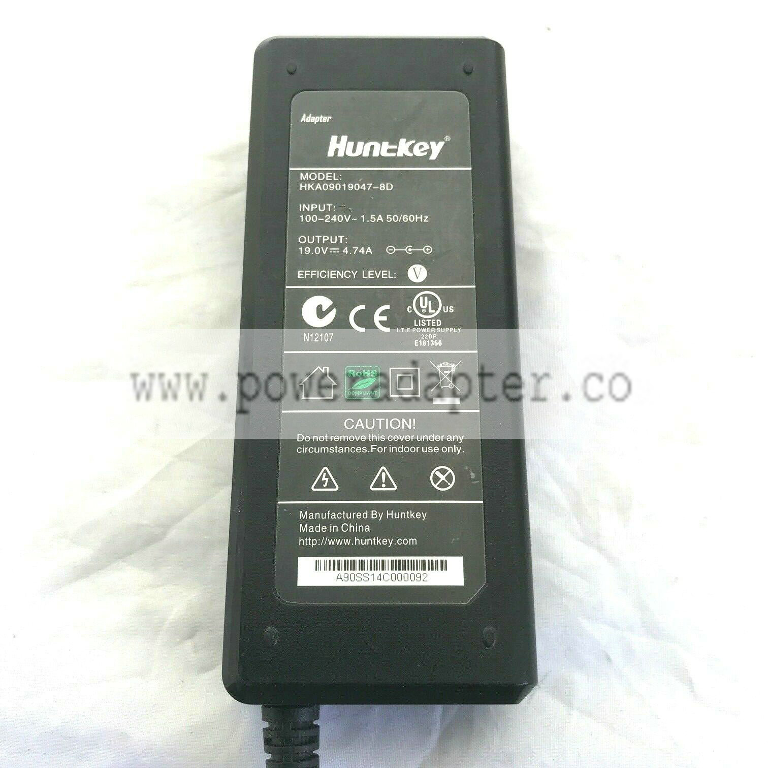 Huntkey HKA09019047-8D power Adapter 19v 4.74A Condition This item is a USED seller refurbished item and might have so - Click Image to Close