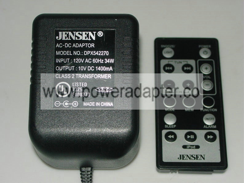 Jensen DPX542270 Power Adapter & Remote Control for JiMS-190 iPod Digital Music Systems Original Jensen DPX542270 Pow