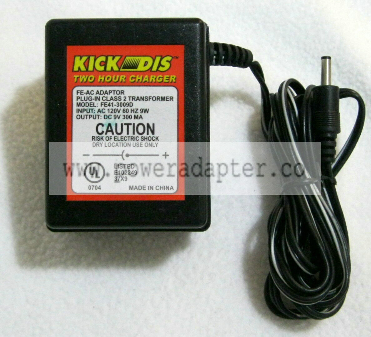 KICK DIS FE41-3009D Two Hour Charger AC Adaptor DC 9V 300mA EXCELLENT - TESTED Brand: Kick Dis Type: AC/DC Adapter M