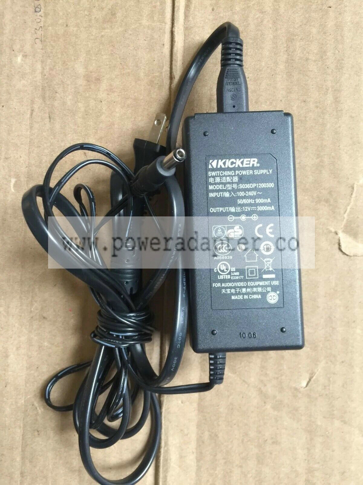 Kicker iPod Dock Radio Ik150 Ik350 Power Adapter S036DP1200300 Brand: KICKER Country/Region of Manufacture: China Ou - Click Image to Close