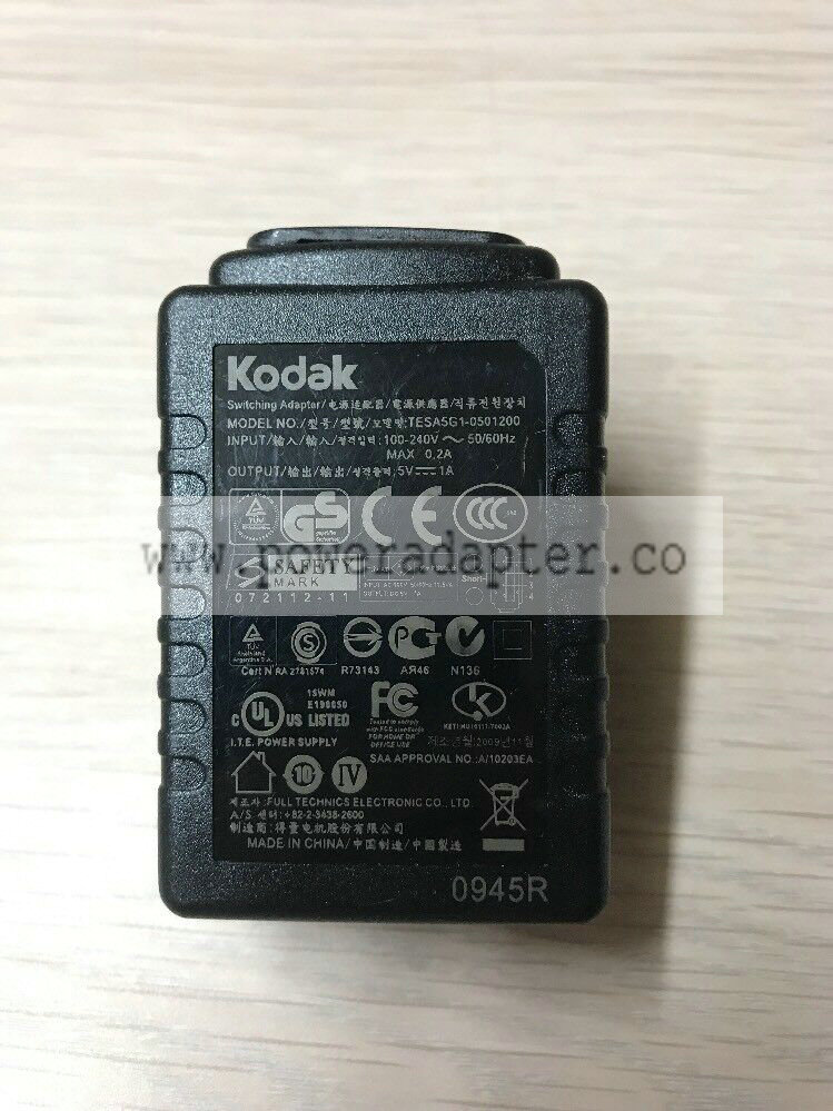 Kodak TESA5G1-0501200 AC Power Supply Adapter Charger 5V 1A AG2 Kodak TESA5G1-0501200 AC Power Supply Adapter Charger - Click Image to Close