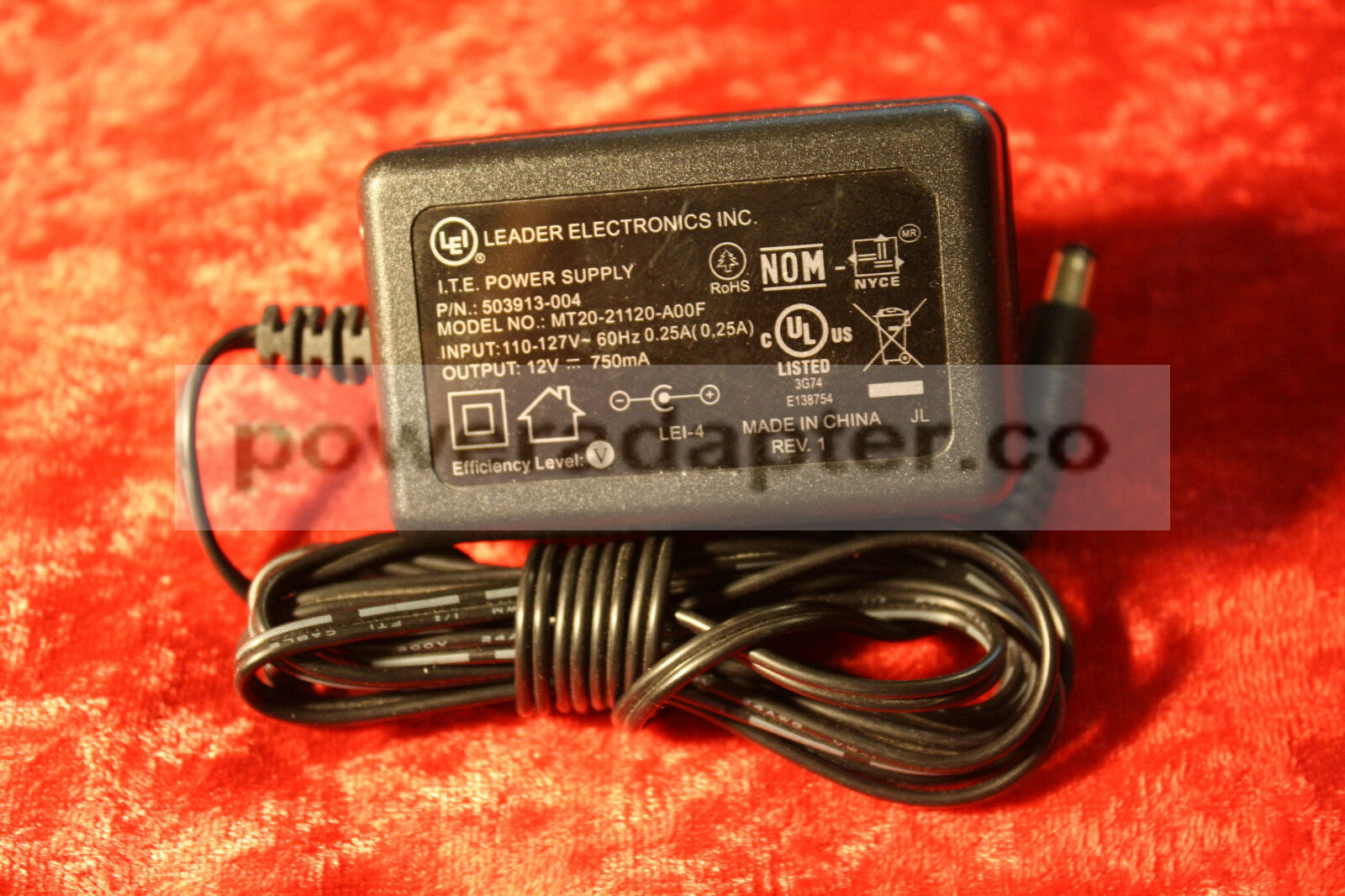 LEI Leader 503913-004 12V 750mA AC to DC Power Supply Adapter MT20-21120-A00F Condition: new Type: AC to DC Wall Cha - Click Image to Close