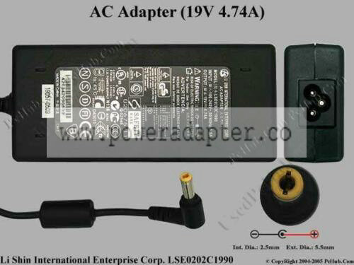 Li Shin AC Adapter 19V 4.74A 90W for ASUS M51 M6 M70 M2 N50 N20 N80 U3 U5 Type: AC/Standard MPN: LSE0202C1990 Compati