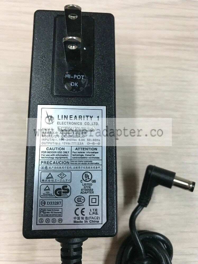 Linearity 1 Model:LAD3018SBK(A) AC Power Supply Adapter Output: 12V 2.5A H7 Brand: Linearity 1 Model: LAD3018SBK(A)